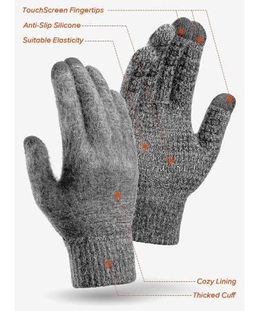 Winter Gloves For Men Women  Cold Weather Warm Touchscreen Glove Unisex - Non - slip Grip - Elastic Cuff - Knit Stretchy Black Grey Medium - Buy Online on GoSupps.com