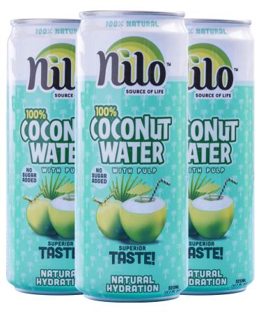 NILO 100% Pure Coconut Water - Naturally Hydrating Electrolyte Drink - Smart Alternative to Coffee, Soda, and Sports Drinks (Pack of 12) 11.2 Ounce WITH PULP 11.2 Ounce (Pack of 12)