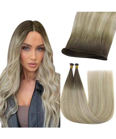 Youngsee Genius Weft Tressen Balayage Real Hair Tress to take a long 60cm hair brown Balayage brown blonde extensions real hair Tress virgin extensions remy 25g #4/7/80 60 cm 2-genius tresse- #4/7/80