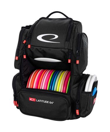 Latitude 64 Luxury E4 Backpack Disc Golf Bag | 20+ Disc Capacity | Multiple Storage Pockets | Water Bottle Holder | Frisbee Golf Backpack Bag Black