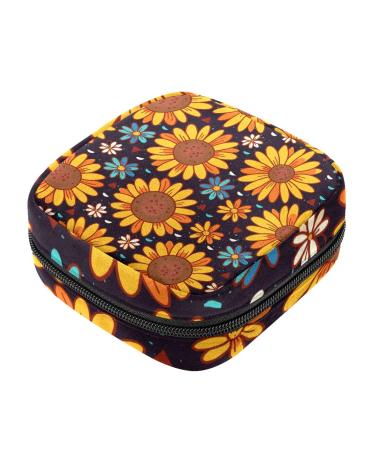Sunflower Print Pattern Sanitary Napkin Storage Bag Portable Period Kit Bag Pad Pouches for Period Menstrual Cup Bag with Zipper Sanitary Pad Pouch for Women Teen Girls Ladies Color 10