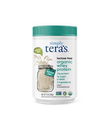 tera's Simply Organic Lactose Free whey Protein Powder Plain unsweetened Flavor Plain Unsweetened 12 Servings (Pack of 1)