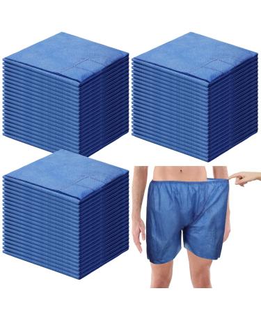 100 Pcs Disposable Exam Shorts Medical Patient Exam Wear Short Non Woven with Elastic Waistband Disposable Unisex Shorts Large Patient Shorts Bottoms for Examination Massage Spray Tan Spa (Blue)