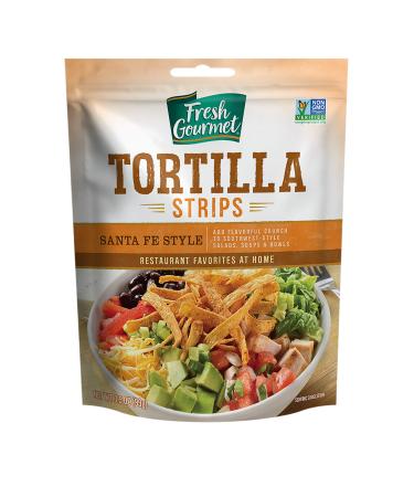 Fresh Gourmet Santa Fe Style Tortilla Strips  3.5 Ounce Pack of 9  Low Carb  Crunchy Snack and Salad Topper
