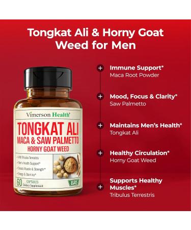 HornyGoatWeed for Men (1000mg per Serving) Male Enhancing Supplement w/ Maca Root Tongkat Ali Saw Palmetto Panax Ginseng Tribulus Terrestris & L-Arginine for Energy Drive & Strength 60 Count 60 Count (Pack of 1) - Buy Online on GoSupps.com