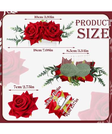 Geyoga 6 Pcs Red Rose Flower Hair Clip & Comb Set - Bridal Wedding Flower Hair Accessories for Women & Girls - Buy Online on GoSupps.com