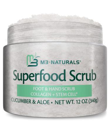 Superfood Exfoliating Body Scrub Polish with Collagen & Stem Cell Gentle Body Face Scrub Bump Eraser Booty Scrub Best Shower Exfoliant Moisturize Leaves Skin with Radiant Glow by M3 Naturals