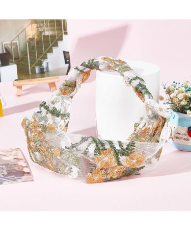 NICENEEDED Mesh Elastic Flower Embroidered Head Band Non-slip Lace Floral Embroidery Headband Vintage Stretch Head Jewelry Hairband for Women and Girls Hair Decoration - Buy Online on GoSupps.com