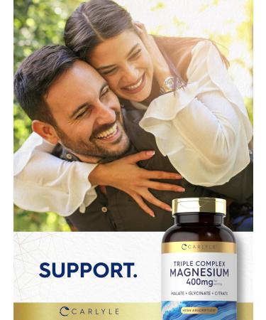 Carlyle Triple Magnesium Complex | 400 mg | 240 Capsules | Magnesium Malate Glycinate & Citrate | Vegetarian Non-GMO and Gluten Free Supplement - Buy Online on GoSupps.com