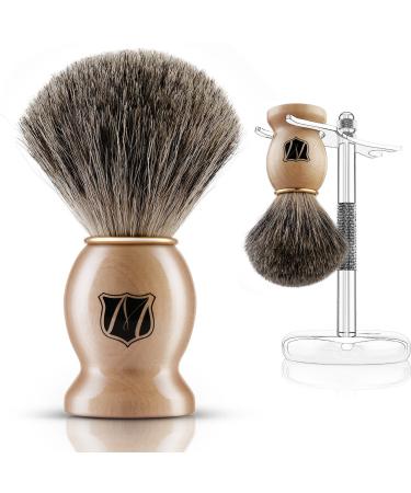 Miusco Premium Dachshaar Razor Brush & Shaving Rack Set | Chrome Holder & Wood Brushes | Compatible with Safety & Cartridge Razors | Luxury Shaving Essentials - Buy Online on GoSupps.com
