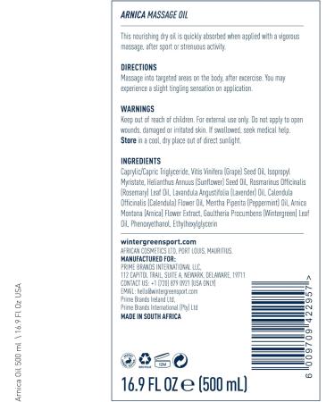 Wintergreen Arnica Massage Oil 500ml - Soothing Pain Relief | International Shipping - Buy Online on GoSupps.com