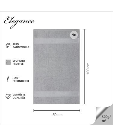 Class Home Collection Terry Towels 100% Cotton Silver 50x100 cm Pack of 4 | Premium Quality Bath Towels for Luxury Home Use - Buy Online on GoSupps.com