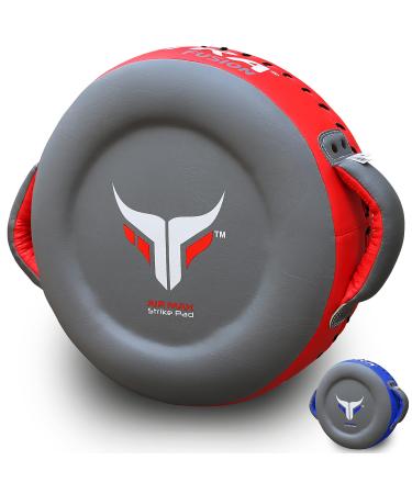 Mytra Fusion Boxing Round Pad Boxing Pads Strike Pad Real Leather Kick Pads Martial Arts MMA Muay Thai Pad Kickboxing Strike Pad Gray/Red Standard