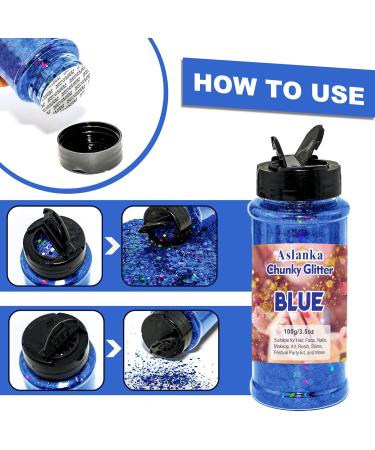 Aslanka Holographic Blue Chunky Glitter Sequins - Perfect for Body Art Festival Decorations & DIY Crafts - Buy Online on GoSupps.com