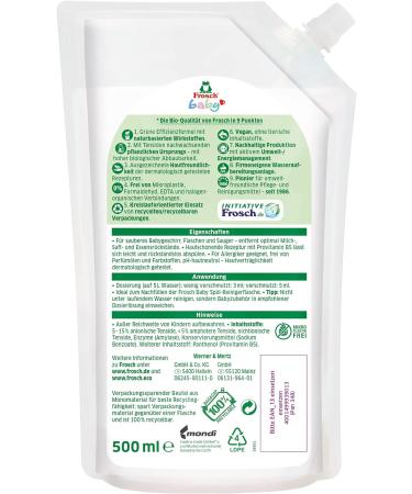 Buy Frosch Baby Dishwasher Cleaner Refill Bag 500ml - Eco-Friendly & Effective | International Shipping Available - Buy Online on GoSupps.com