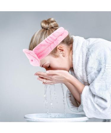 Spa Bow Makeup Headband | High Elasticity Coral Fleece Headband for Women and Girls - Pink - Buy Online on GoSupps.com