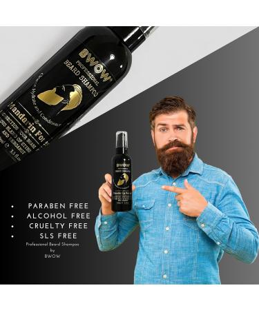 BWOW Professional Beard Shampoo for Men Vegan Cleansing to Hydrate & Condition Moisturise Nourish & Recondition Luxurious Mandarin Forest 100ml Infused with the refreshing scent of Mandarin and Bergamot offering a delightful and invigorating aroma for an  - Buy Online on GoSupps.com