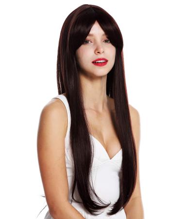 WIG ME UP - NY-9-33 wig ladies wig very long straight bangs parted mahogany brown mix