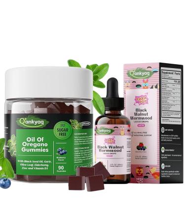 Q'ankyaq Oregano Oil with Black Seed Oil Organic Gummies and Detox Cleanse for Kids Liquid