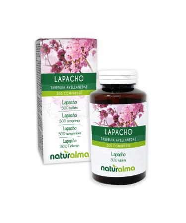 Lapacho or Pau d'arco (Tabebuia avellanedae or Tecoma curialis) bark Naturalma 150 g 300 Tablets Food Supplement Natural and Vegan