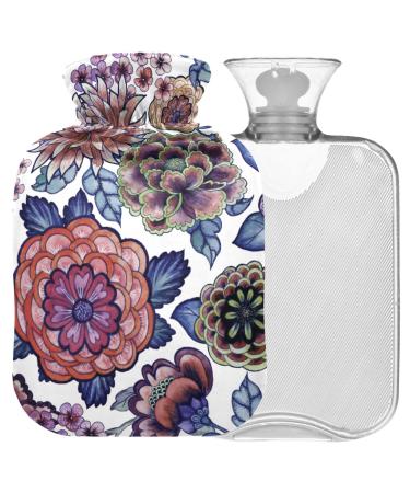 Naanle traditional dahlias flowers heat bottle with reference transparent hot water bottle Handfoots Heating bags for pain relief heat and cold therapy 2L