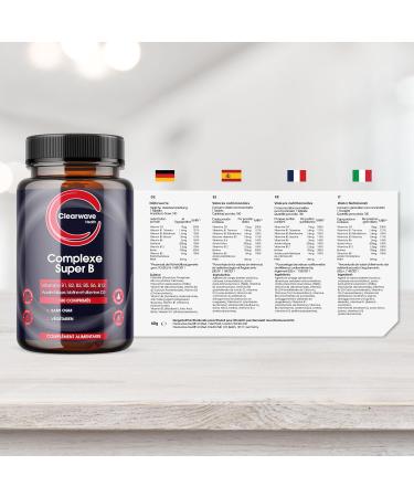 Super powerful B vitamin complex - 8 B vitamins: B1 B2 B3 B5 B6 B12 Biotin Folic acid and Vitamin D3-6 months supply - Clearwave Health - Buy Online on GoSupps.com
