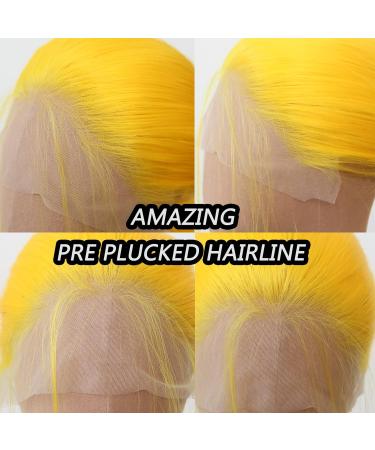 Yellow Synthetic Lace Front Wig for Black Women - Long Straight Heat Resistant Fiber Hair with Baby Hair - Ideal for Cosplay and Daily Wear - Buy Online on GoSupps.com