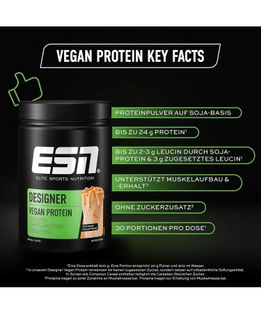 ESN Vegan Designer Protein Powder with Soy - Cinnamon Cereal - 900g - Buy Online on GoSupps.com