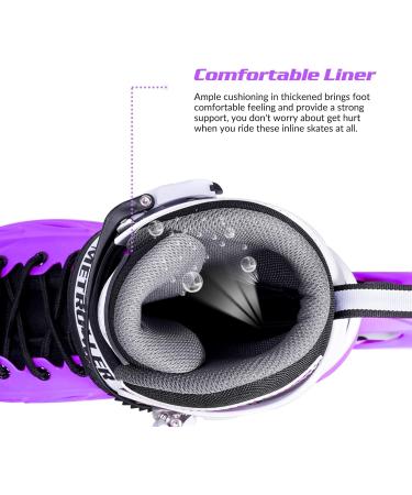 METROLLER Adjustable Inline Skates | Light Up Wheels | Beginner Skates for Kids & Adults | Purple | Sizes 4-7 US - Buy Online on GoSupps.com