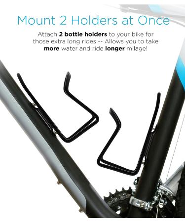 Aduro Aluminum Bike Water Bottle Holder Cage 2X Pack - Lightweight Mount for Cycling, Easy Installation - Black - Buy Online on GoSupps.com