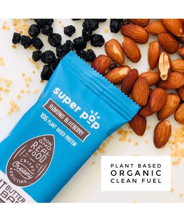 Super Pop Snacks Almond Blueberry Protein Bars (12 Pack) - Clean Plant Based, Organic Whole Foods, Gluten Free, Dairy Free, Meal Replacement with 10g Protein - Low Carb, Delicious Taste - Buy Online on GoSupps.com