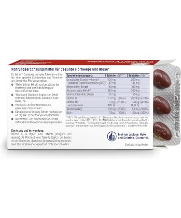 Dr. B hm Cranberry Complex - 30 Tablets | Dietary Supplement for Healthy Urinary Tract & Bladder Support with Cranberry Birch Leaves Fountain Cress & Horseradish - Buy Online on GoSupps.com