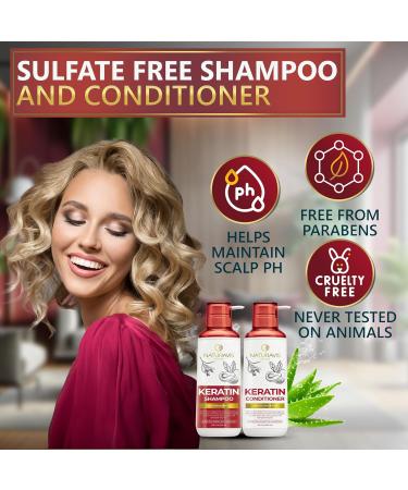 Shop Keratin Shampoo & Conditioner Set with Hyaluronic Acid | Sulfate-Free Moisturizing Treatment for Dry Damaged Hair Salon Grade for Men & Women - Buy Online on GoSupps.com