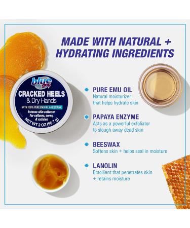 Blue Goo Intense Skin Softener with Emu Oil & Beeswax - 2 oz for Cracked Heels, Dry Hands, Calluses, Corns & Elbow Dryness Relief - Buy Online on GoSupps.com