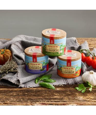 Le Saunier de Camargue Fleur de Sel Garlic Parsley 125g Can - Premium Sea Salt from France (Pack of 2) | Ideal Finishing Touch for Dishes - Buy Online on GoSupps.com