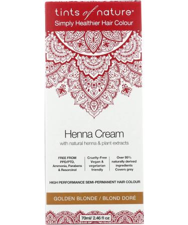 Tints of Nature Simply Healthier Hair Colour Henna Cream Golden Blonde Semi-Permanent Hair Colour 2.46 Oz