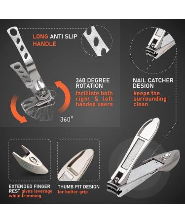 Professional Ingrown Toenail Clippers for Seniors - Podiatrist Toe Nail Cutter for Thick Toenails - Stainless Steel Curved Grooming Kit - Buy Online on GoSupps.com