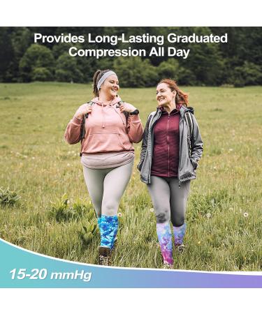 Levsox Oversize Compression Stockings for Men & Women - 15-20 mmHg Knee High Socks for Nurses & Travel - 3 Pair Blue Mix - Buy Online on GoSupps.com