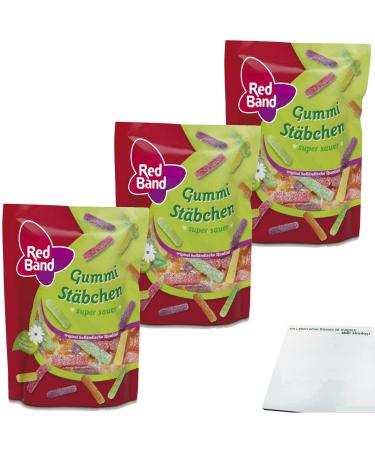 Red Band Sour Sticks (3 x 200g Bags) + Block usy