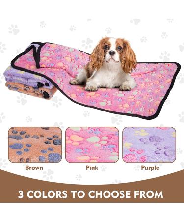 EXPAWLORER Fluffy Paw Print Dog Blanket - Soft Warm Fleece Pet Blanket for Small Pets - Cozy Mat Cover for Cats and Dogs - Purple - Buy Online on GoSupps.com