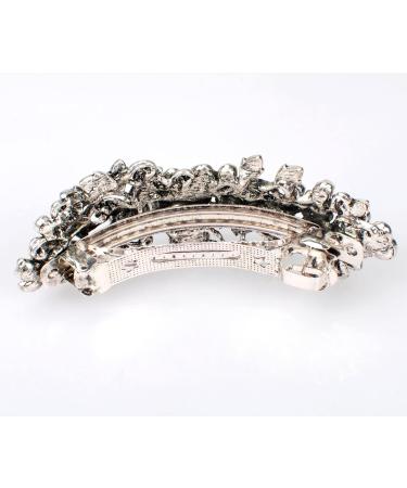 Crystal Rhinestone Metal Hair Barrette for Women - Large Anti-Slip Hair Clamp for Thin & Thick Hair - Silver Styling Accessory by TROTH FASHION - Buy Online on GoSupps.com