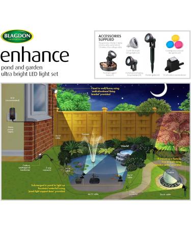 Blagdon Ultra Bright 3 Watt LED Pond and Garden Lights - Fully Submersible Waterproof (5 Lights) - Includes Transformer, Cables, and Fixings - Black - Buy Online on GoSupps.com