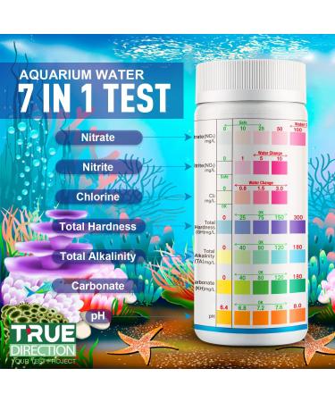TrueDirection 7-in-1 Aquarium Test Strips - 100 pcs for Freshwater & Fish Pond | Accurate Water Quality Testing (pH Hardness Nitrate Nitrite Chlorine) - Buy Online on GoSupps.com