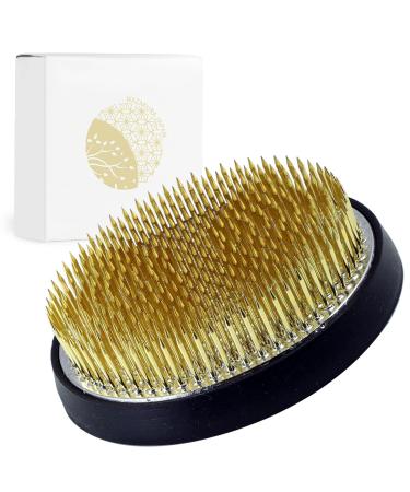 Wazakura Ikebana Kenzan Japanese Flower Holder  Made in Japan  Floral Arranging Pin Frog  Round - 3-1/4(80mm) Brass - Buy Online on GoSupps.com