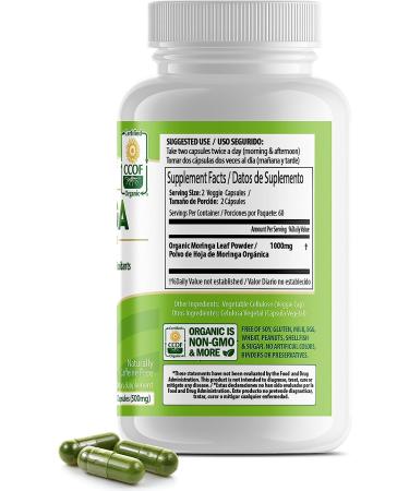 PURA VIDA MORINGA Capsules - Organic Moringa Powder for Energy, Metabolism & Immune Support - 120ct 500mg Capsules - Buy Online on GoSupps.com