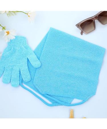 Buy Gjinxi Peeling Gloves & Back Scrubber - 2 Piece Washcloth Set for Exfoliation & Bathing Accessories (Blue) - International Shipping Available - Buy Online on GoSupps.com