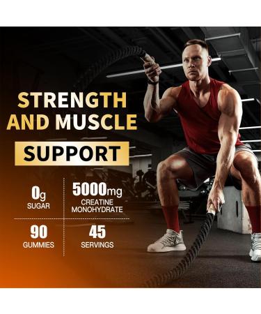 Buy Sugar Free Creatine Monohydrate Gummies 5g - Chewable 90 Count for Men & Women - Orange Flavor - International Shipping - Buy Online on GoSupps.com