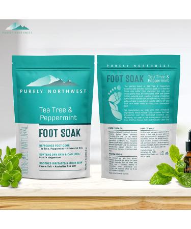 Purely Northwest Tea Tree Oil & Peppermint Foot Soak - 1lb Epsom Salt for Stubborn Foot Odor & Itching - Softens Dry Skin, Calloused Heels - Athlete's Foot Relief - Buy Online on GoSupps.com