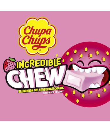 Chupa Chups Incredible Chew Strawberry - 20 Poles of Chewing Candy | International Shipping Available - Buy Online on GoSupps.com