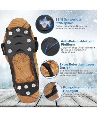 LCMOM Winter Shoe Spikes - Anti-Slip Ice & Snow Grips for Men & Women - 11 Teeth Crampon Design - Buy Online on GoSupps.com